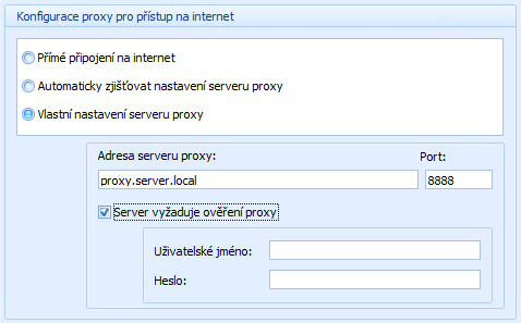 Připojení / Proxy