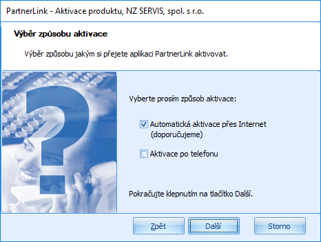Průvodce aktivací - krok 3